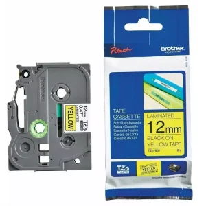 Cinta Brother Tze-631 Negro Sobre Amarillo 12mm x 8m
